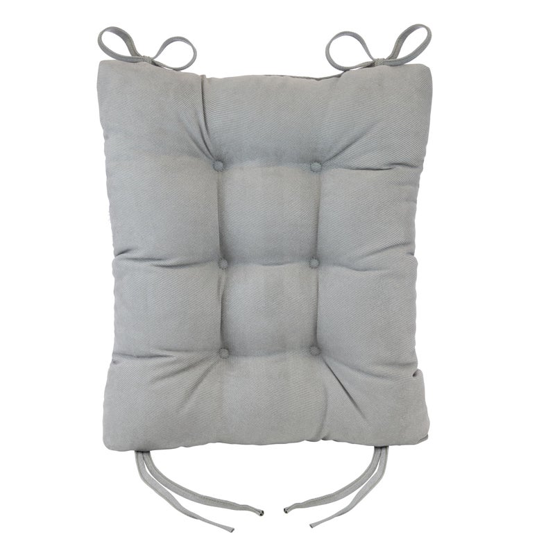 Klear Vu Omega Non-Slip Rocking Chair Cushion Set, Assembled in USA, Thick Padding & Tufted Design, Includes Seat Pad & Back Pillow with Ties, 17x17 Inches, 2-Piece Set, Twillo Gray - Image 5